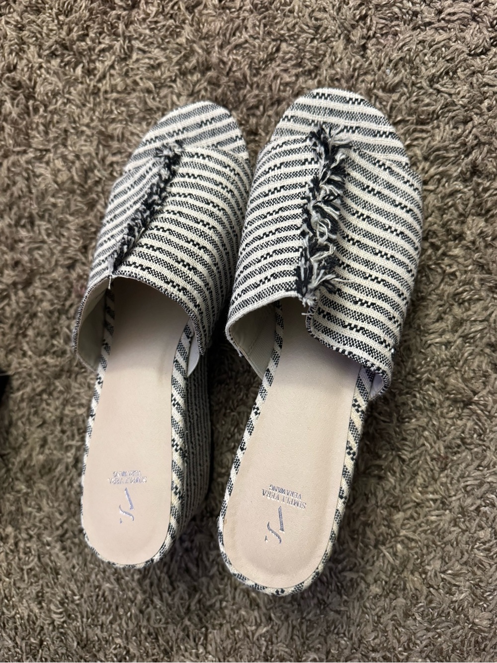 Simply Vera Vera Wang Black & White Striped Slip-On Mules